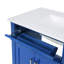 36 36 po Armoire de salle de bain moderne bleue avec lavabo en céramique, fonction de fermeture en douceur réglable, quatre tiroirs pour divers articles, structure et panneaux en bois massif