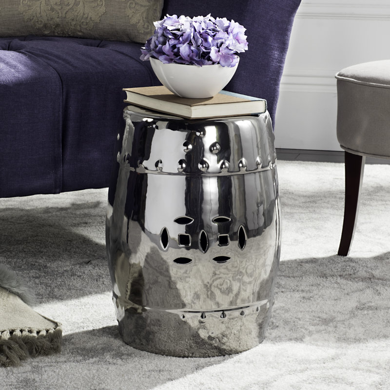 Greylock Accent Stool, Sliver