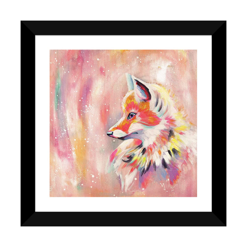 «Magic Fox» par Stephanie Corfee - reproduction d'art, Papier encadré noir, Blanc, H 16 po x l 16 po x p 1 po