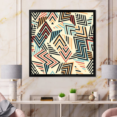 «Retro Geometrics In Blue Orange And Black I», reproduction d'art sur toile