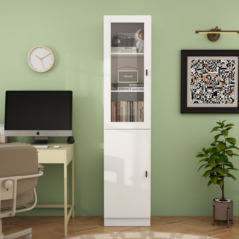 Petite bibliothèque l 15,7 po à 5 couches avec porte en verre