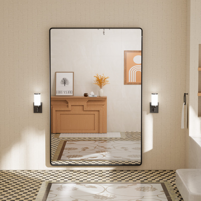 Miroir d'appoint Tyro, Noir mat, 60 po x 36 po, Rectangulaire