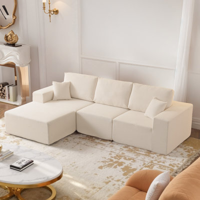 Canapé modulaire confortable en velours côtelé 108 po pour le salon, sans assemblage requis