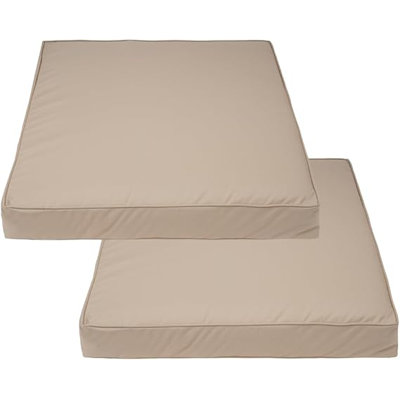 Housse de coussin carrée pour l'extérieur pour ensemble de mobilier de patio, housse de coussin en polyester résistante à l'eau, aux déchirures et aux rayons UV (lot de 2) (l 20 po x P 20 po x 4 po d'épaisseur, beige)