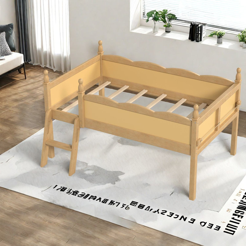 Lit mezzanine simple sécuritaire avec rangement, chambre d'enfant en bois aggloméré moderne et compact