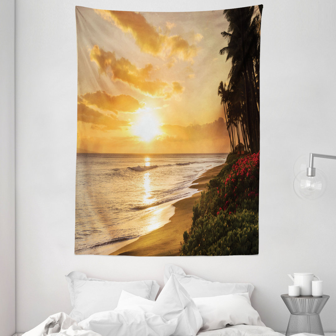 Wandbehang Warmer tropischer Sonnenuntergang am Strand von Kaanapali in Maui Hawaii Traveling