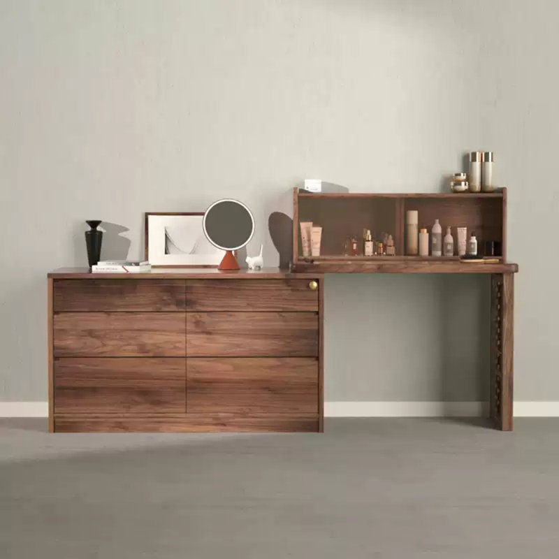 Retro Style Solid Wood Retractable Dresser