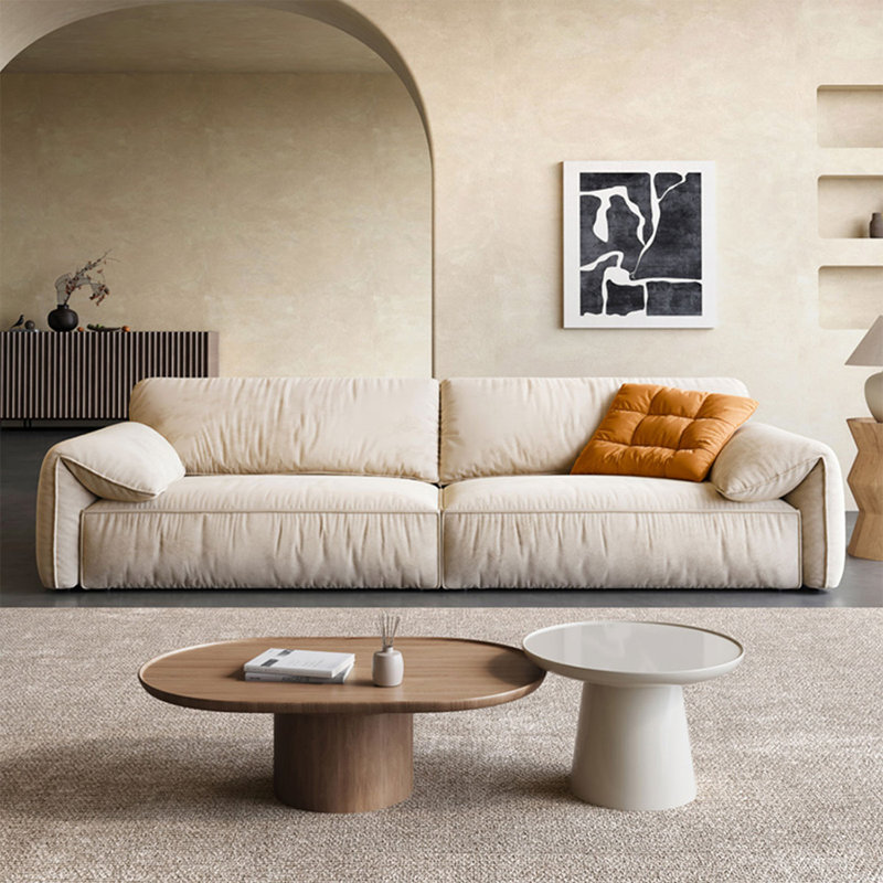 Coussin modulaire beige en polyester, H 31,5 po x l 110,24 po x P 41,34 po