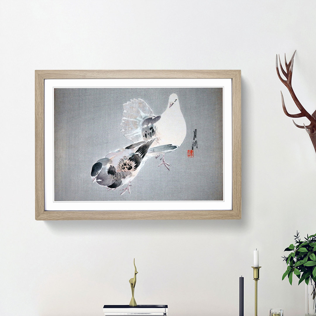Two Doves by Ogata Gekko - Framed Print