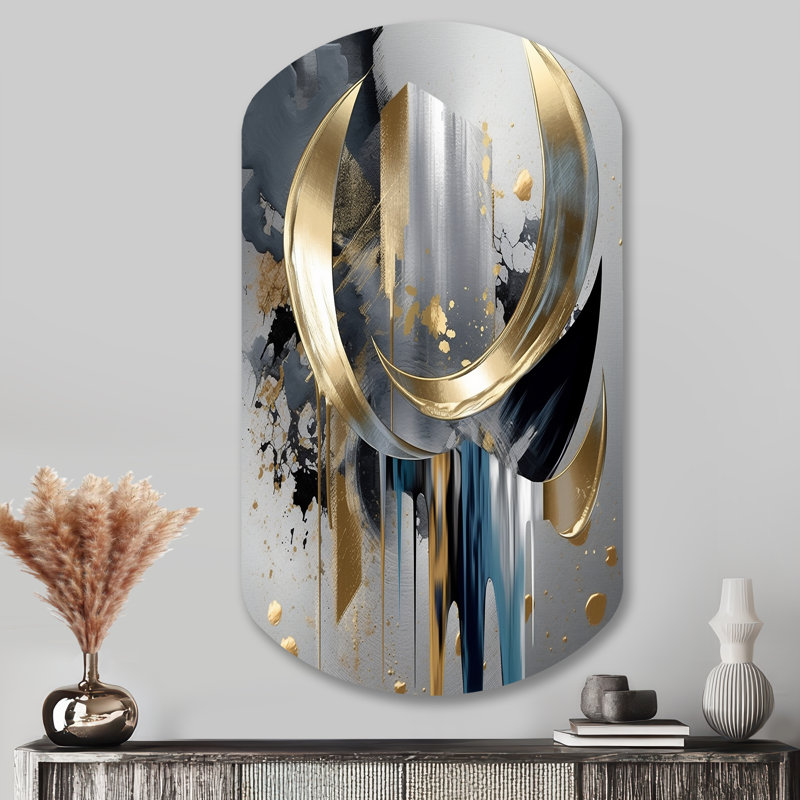 Abstrait formes et lignes I - art mural asymétrique en forme de cylindre de marbre abstrait, H 43 po x l 23 po