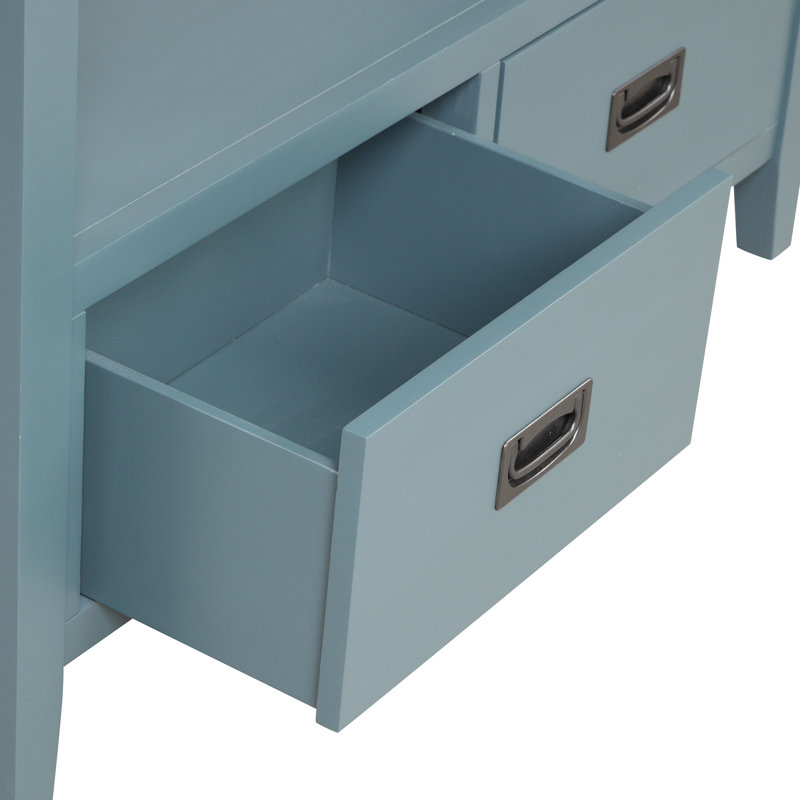 Console bleue 36 po avec tiroirs et tablette pour l'organisation de la cuisine à 4 tiroirs