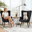Fauteuil à oreilles rembourré en velours avec pieds en métal Modern-1544354313