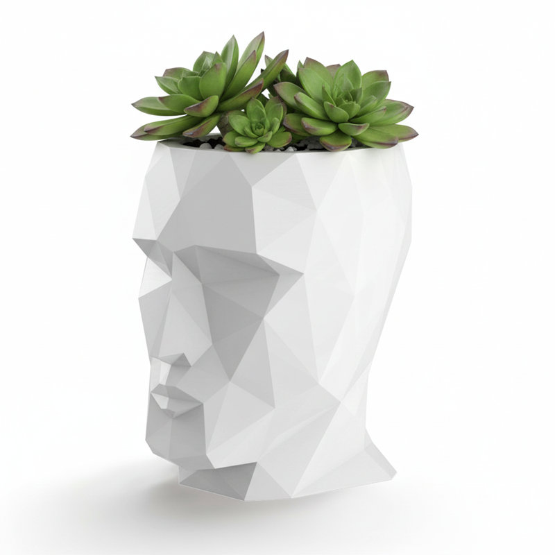 Adan Plastic Statue Planter, White