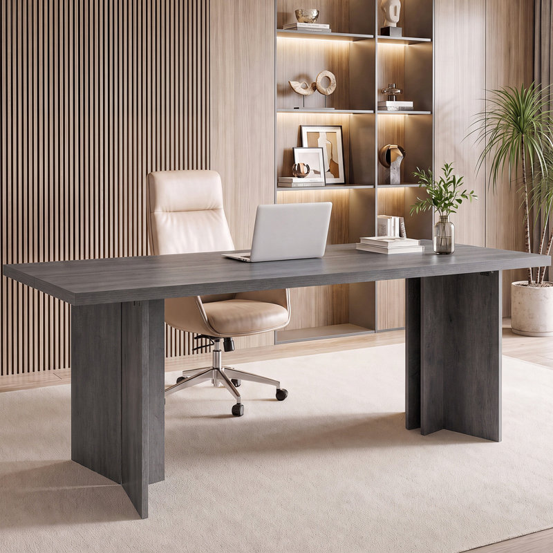 Hussan 50'' W L-Shaped Computer Desk, 71 Wide, Gray