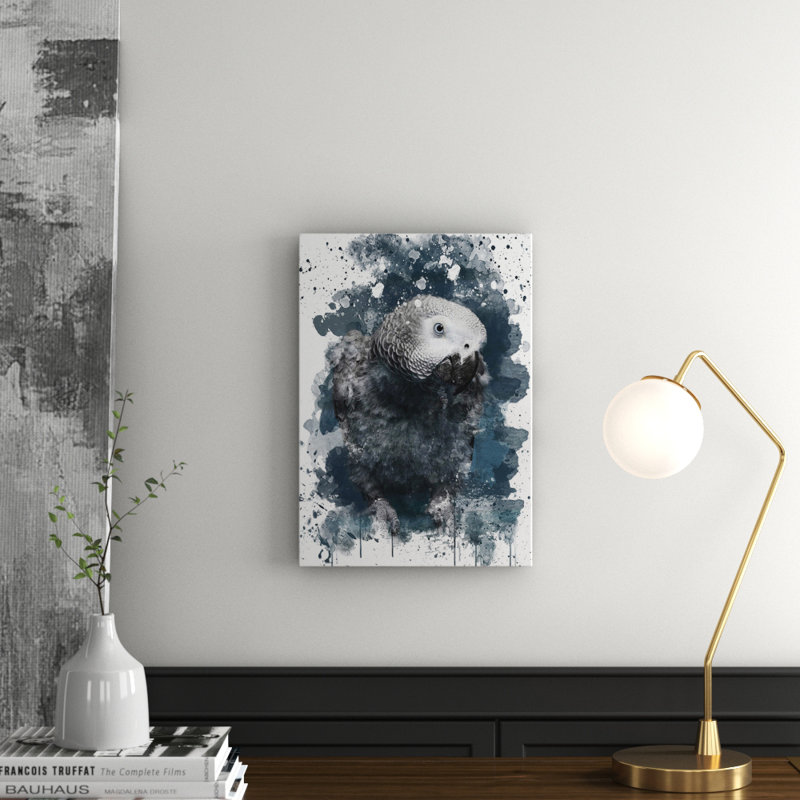 African Grey Parrot - Wall Art, 60cm H x 40cm W, Wrapped Canvas