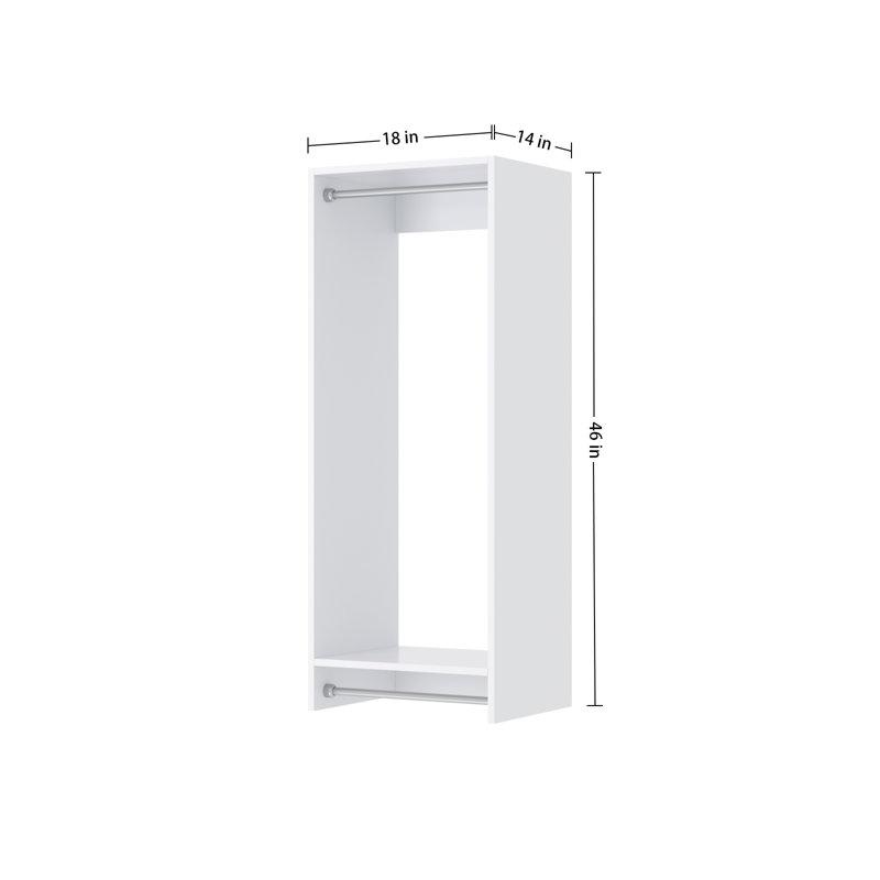 Double Hanging Unit in White, 46" H x 18"  W x 14" D