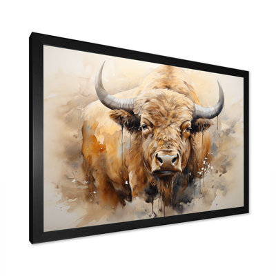 Portrait de bison minimaliste - Buffalo / bison, impression sur toile FDP107174