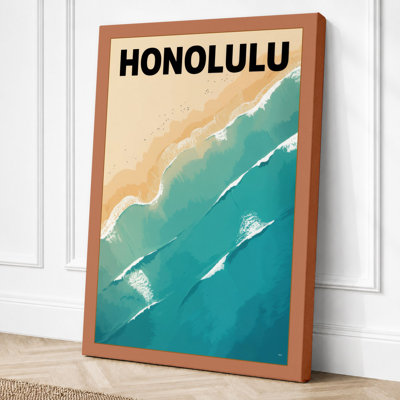 Postcard from Honolulu Vintage 1 Piece Wrapped Canvas Wall Art