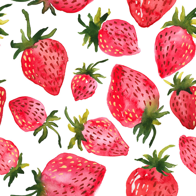 Strawberries by Carla Nichiata - Wrapped Canvas Print, 76cm H x 76cm W x 3.8cm D