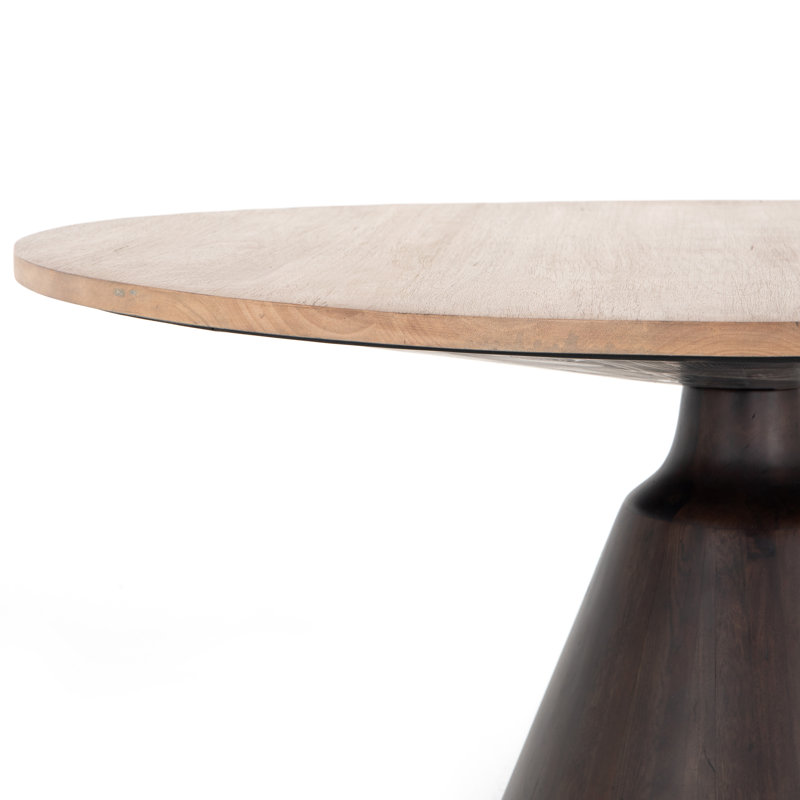 Bronx Round Dining Table, Light Brushed Parawood/Dark Brown