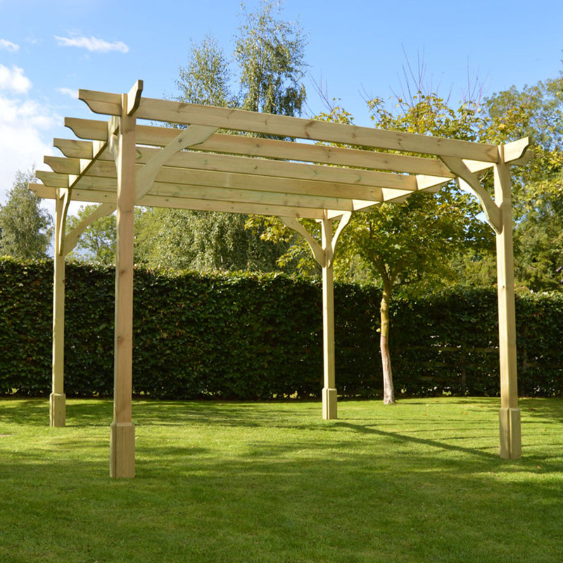 Baudel Solid Wood Pergola, Light Green, 10 ft x 10 ft