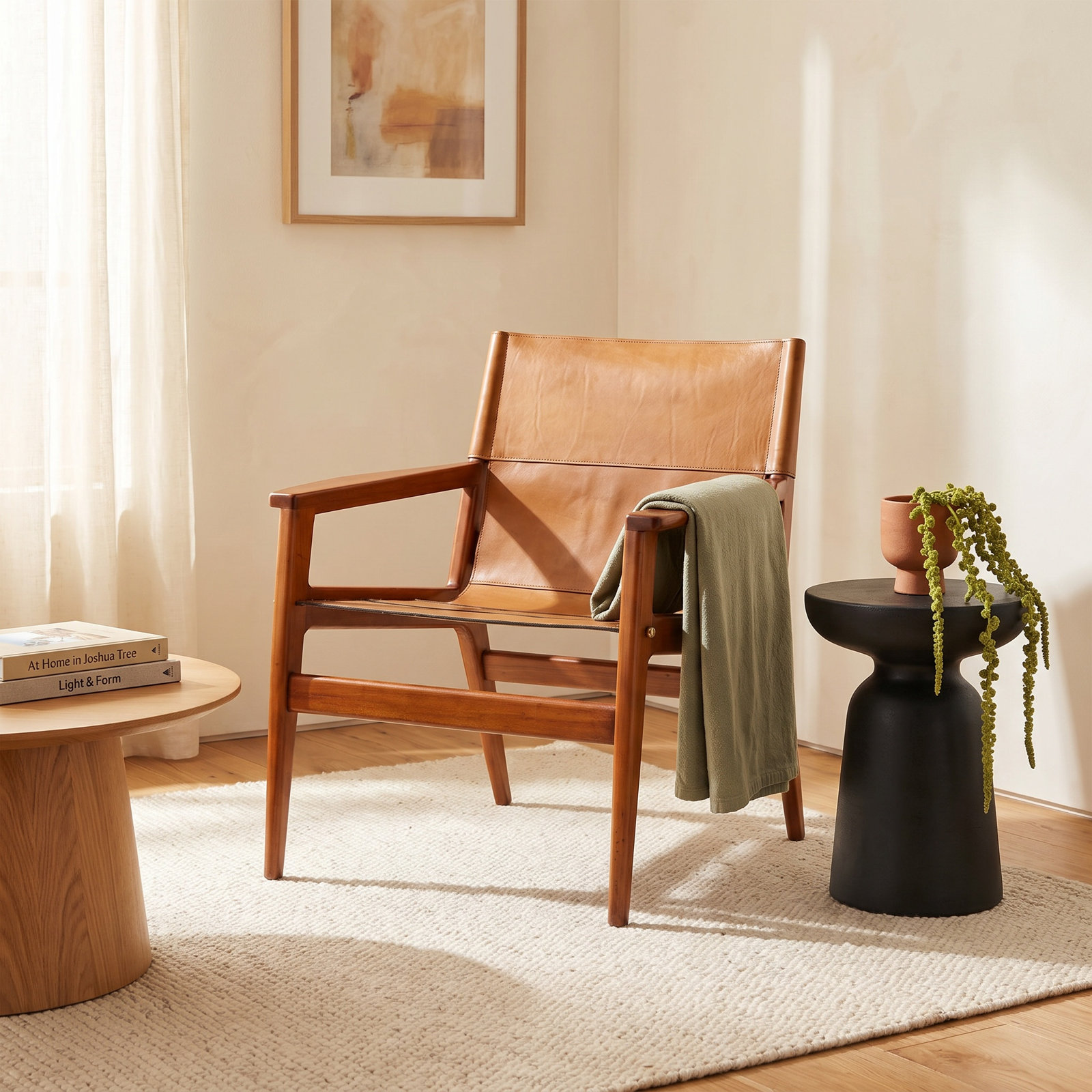 Tesso Mahogany Genuine Leather Armchair, Brown, Brown Genuine Leather