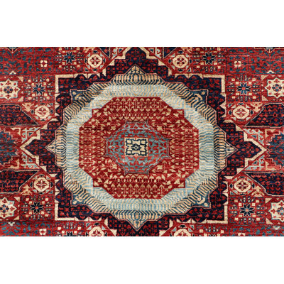 Tapis rouge / bleu / beige noué à la main de haute qualité