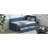 Twin Size L-Shaped Corduroy Daybed,Upholstered Bed Frame With  2 Storage Drawers,Blue-1201596773