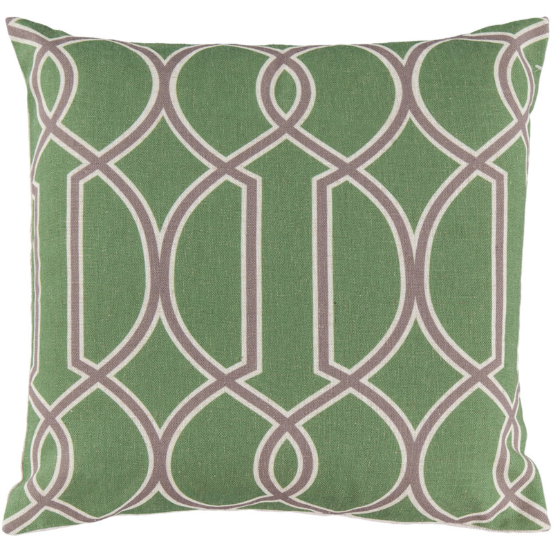 Geometric Throw Pillow, 22" H x 22" W x 4" D, Peridot / Elephant Gray / Parchment, Polyester