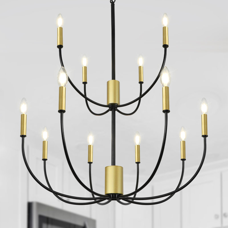 Sabata 12 - Light Dimmable Classic / Traditional Chandelier, Black/Gold