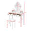 Ensemble de coiffeuse avec miroir à angle réglable, ensemble de coiffeuse et tabouret rembourré avec 5 tiroirs-338007404