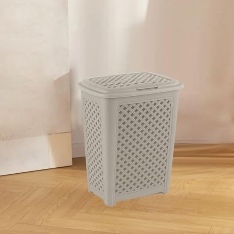 Plastic Laundry Basket, Cream