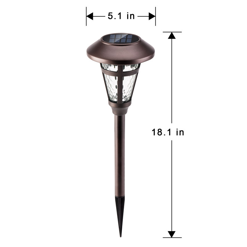 Bronze Solar Powered LED Metal Pathway Light Set with Glass Lens