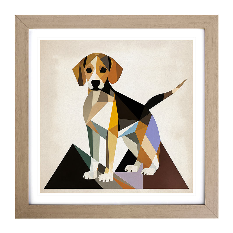 Beagle Suprematism - Framed Print, Oak