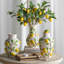 Vase en céramique blanc 8,7 x 8,7 x 15 po - accents de vigne jaune vif citron et vert, décor 100% céramique 4,4 lb pour le salon / la cuisine / la salle à manger