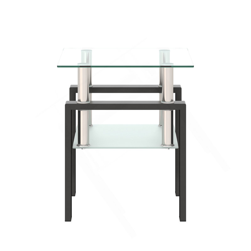Table de bout moderne en verre trempé 1 pièce, table de bout, table carrée pour le salon