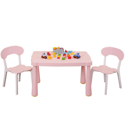 Ensemble de table et de chaises pour enfants, ensemble 3 pièces de table et de chaises pour tout-petits, table d'activités en plastique pour la lecture, la maternelle, le dessin, les tout-petits, la salle de jeux