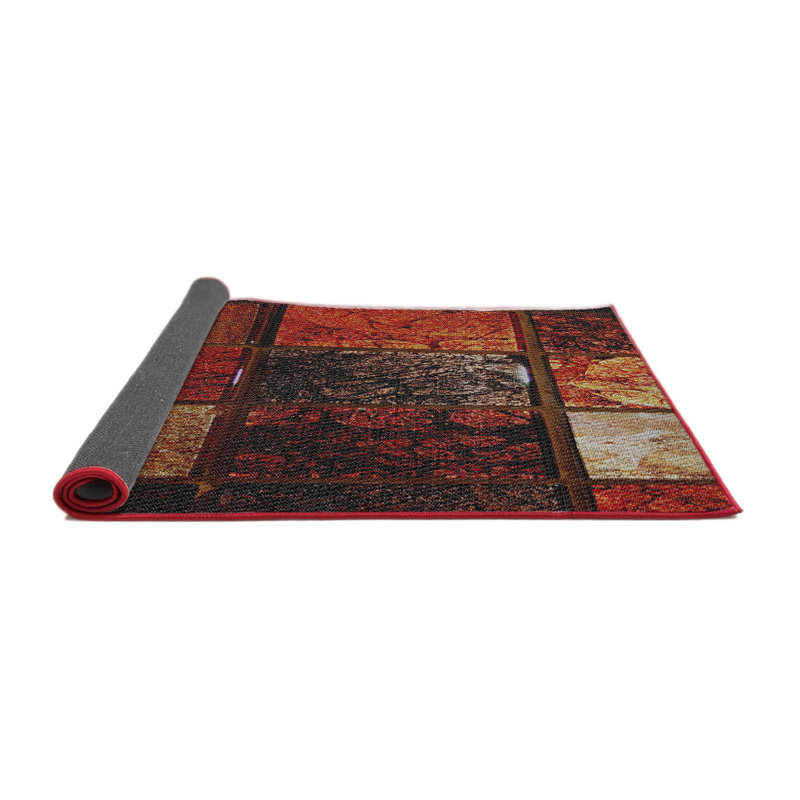 Tapis rouge à motif géométrique, Rond 6 pi