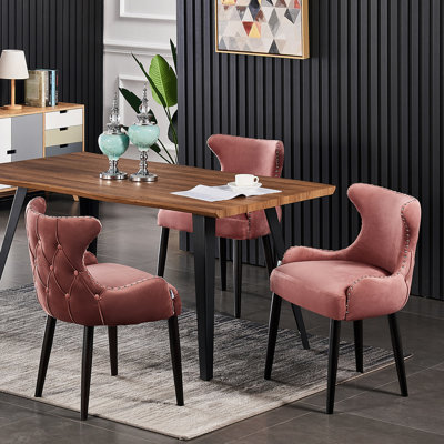 Ricky 4 Person Dining set - a Rectangular Wooden Dining Table with Metal Legs and a Set of 4 Quilted Velvet Dining Chairs for Dining Room - Modern Dining Table Set