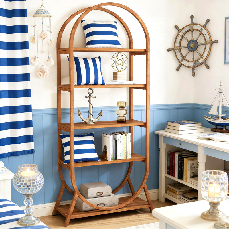 Versatile Display Rack,5-Tier Bookshelf,Compact Arched Bookcase