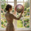 Panneau de vitrail rose 7,8 "H Daisy-1887381328
