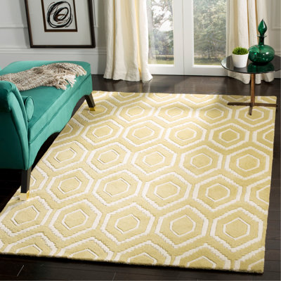 Huguetta Geometric Wool Hand Woven Area Rug