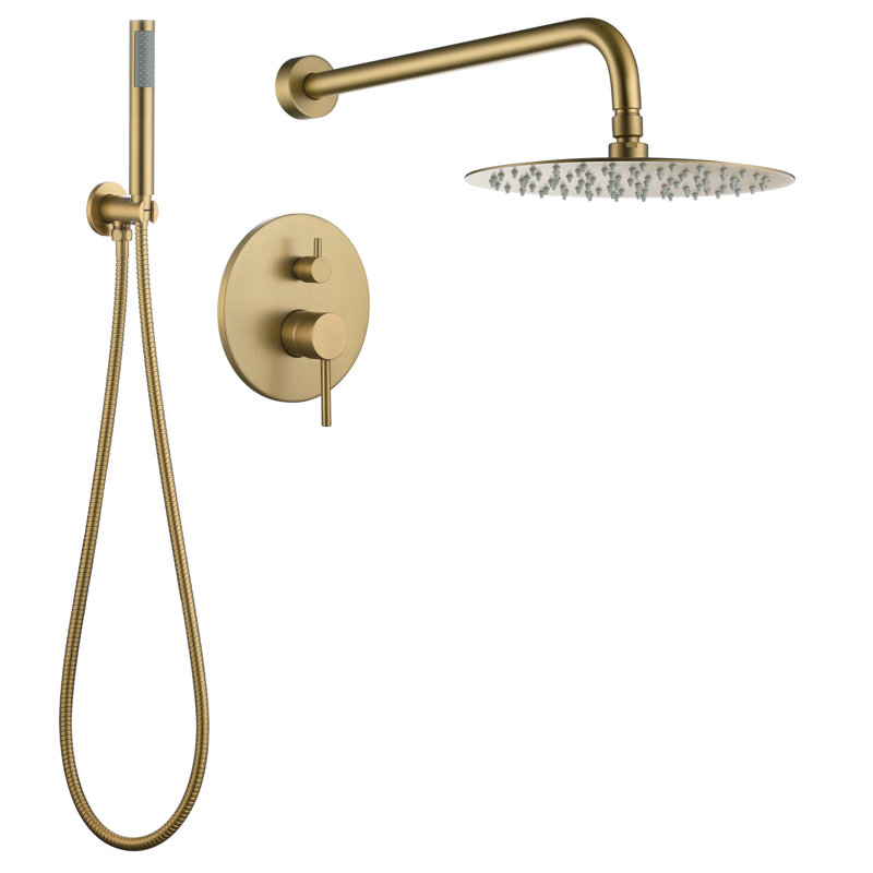 Calder Complete Shower System with Rough in-Valve, Brushed Gold