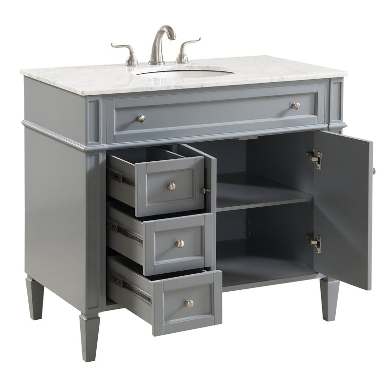 Meuble-lavabo simple 40 po Rivers, Gris