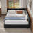 Reversible L-Shape Upholstered Platform Bed With Velvet Fabric Design-339137881-341391457