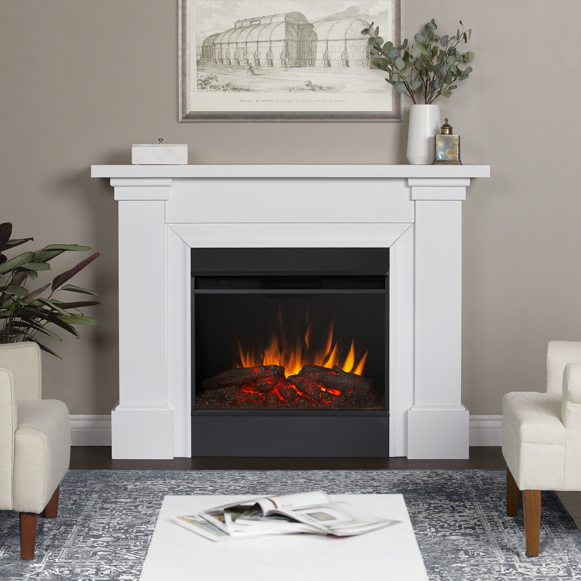 Real Flame Crawford Electric Slim Line Fireplace in Chestnut Oak 