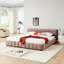 Très grand lit rose avec tête de lit et tiroir pour une chambre à coucher élégante - moderne et confortable dans un style de revêtement-2114005364