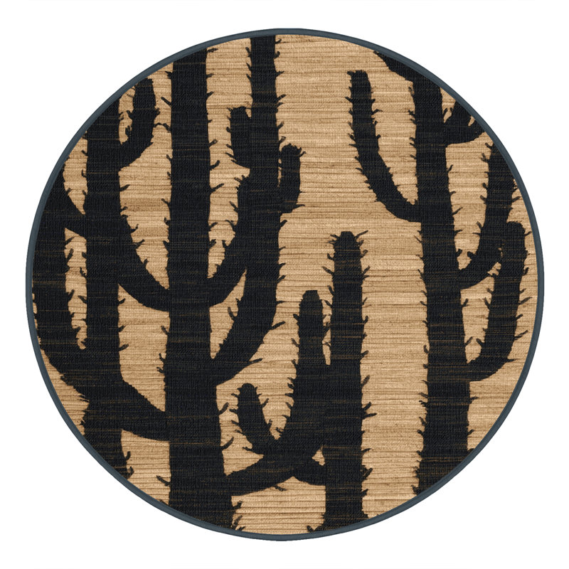 Tapis noir lavable à la machine, Rond 5 pi