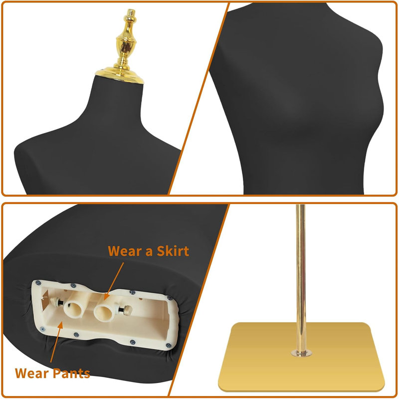 Mannequin de robe pour coudre le torse de mannequin en cuir féminin avec support en métal haute stabilité amovible