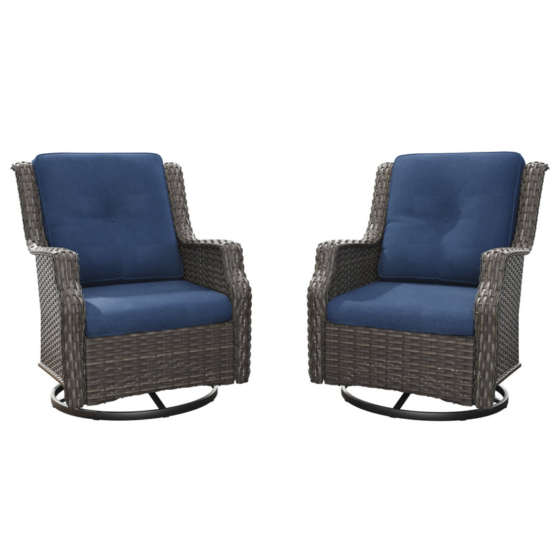 Nieo 2-Piece Swivel Patio Chairs with Cushions, Blue